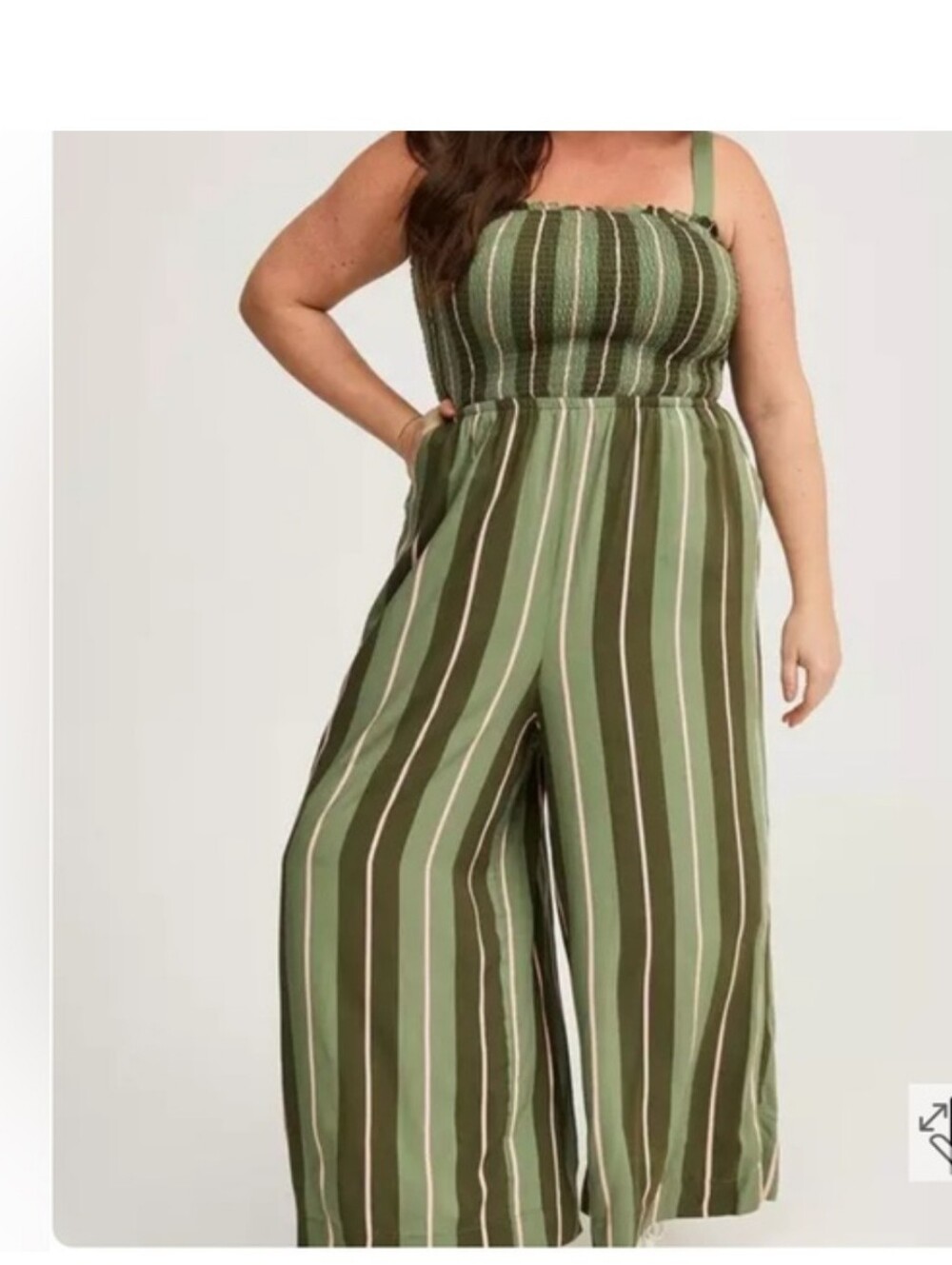torrid New Olive and Blush Vertical-Stripe Sleeveless Jumpsuit 1X Layer Festival